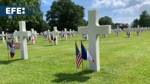 Preparación del cementerio americano de Normandía para conmemorar el Día D